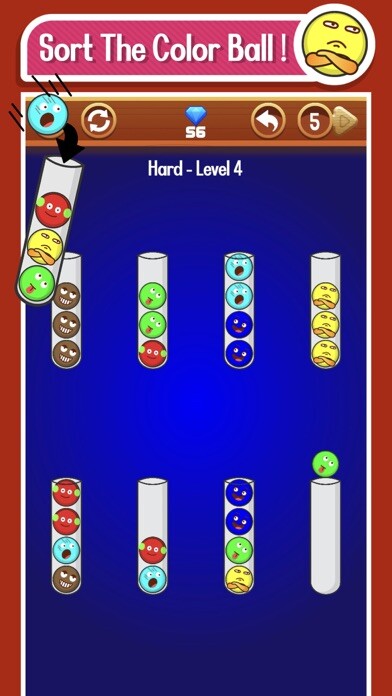 Emulate iPhone app Sort Color It ! Ball Puzzle using MyAndroid