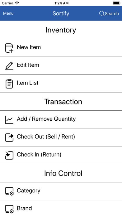 Emulate iPhone app Sortify - Inventory Sorted using MyAndroid