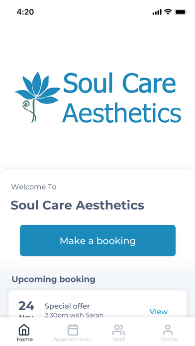 Emulate iPhone app Soul Care Aesthetics using MyAndroid