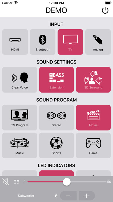 Emulate iPhone app Sound Bar Remote using MyAndroid