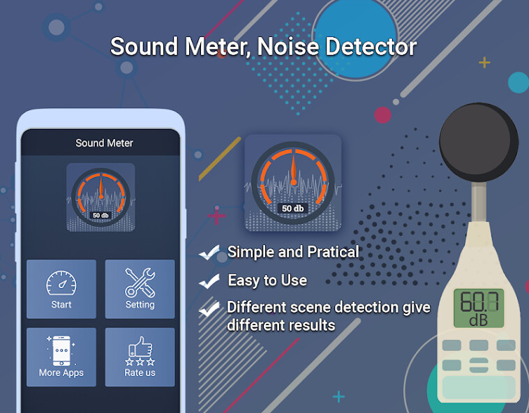 Run android online APK Sound Detector: Decibel meter, db noise detector from MyAndroid or emulate Sound Detector: Decibel meter, db noise detector using MyAndroid