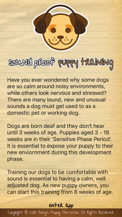 Emulate iPhone app Sound Proof Puppy Training using MyAndroid