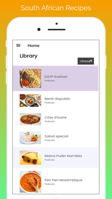 Emulate iPhone app South African recipes pp using MyAndroid