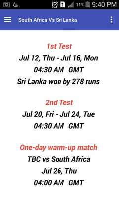 Emulate Android APK South Africa vs Sri Lanka 2018, Schedule info Emulate Android APK South Africa vs Sri Lanka 2018, Schedule info