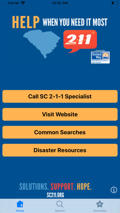 Emulate iPhone app South Carolina 2-1-1 using MyAndroid