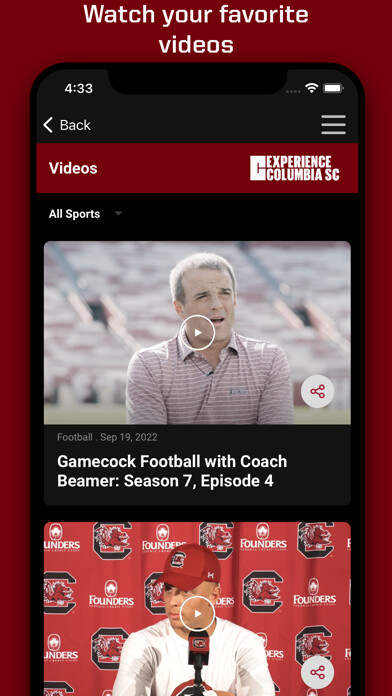Emulate iPhone app South Carolina Gamecocks using MyAndroid