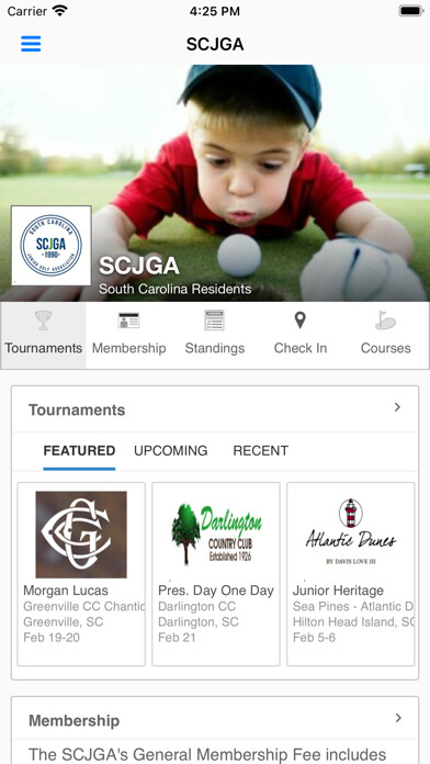 Emulate iPhone app South Carolina Jr Golf using MyAndroid