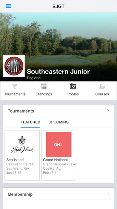 Emulate iPhone app Southeastern Junior Golf Tour using MyAndroid
