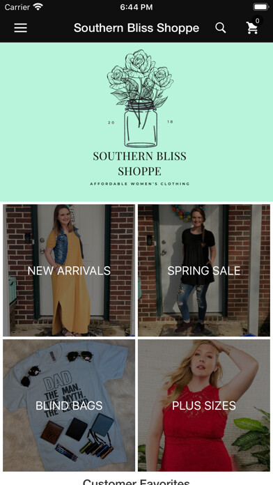 Emulate iPhone app Southern Bliss Shoppe using MyAndroid