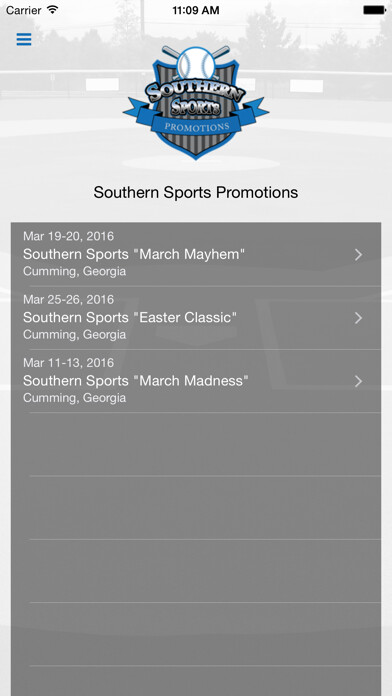 Emulate iPhone app Southern Sports Promotions using MyAndroid