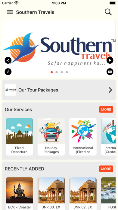 Emulate iPhone app Southern Travels using MyAndroid