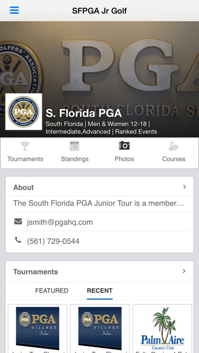 Emulate iPhone app South Florida PGA Junior using MyAndroid