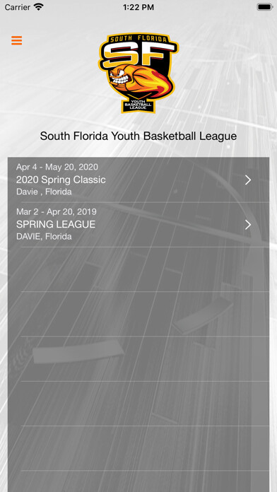Emulate iPhone app South Florida Youth Basketball using MyAndroid