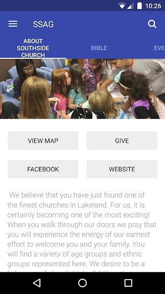 Emulate iPhone app Southside Church Lakeland FL using MyAndroid