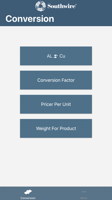 Emulate iPhone app Southwire Conversion Calc using MyAndroid