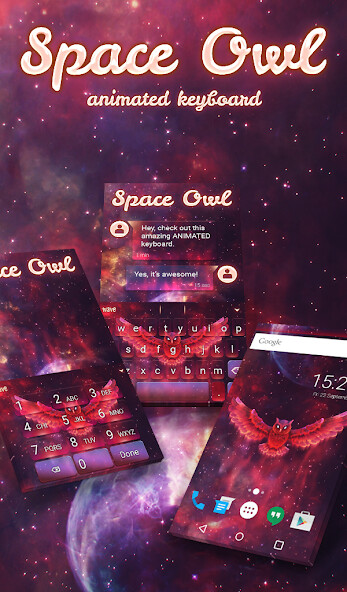 Emulate Android APK Space Owl Animated Keyboard + Live Wallpaper
