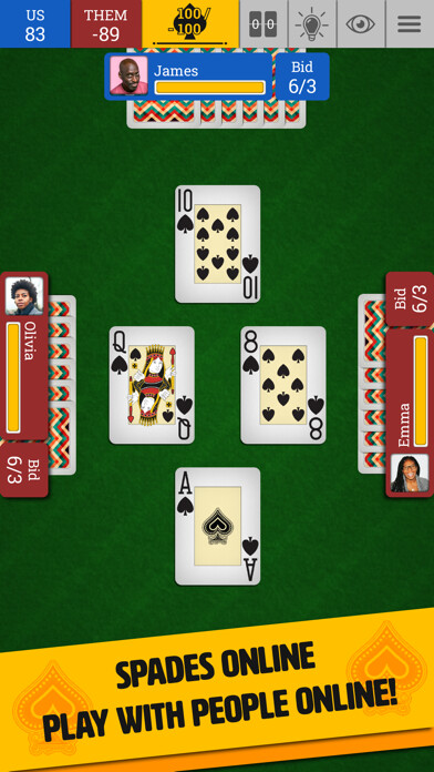 Emulate iPhone app Spades Trickster Game Jogatina using MyAndroid