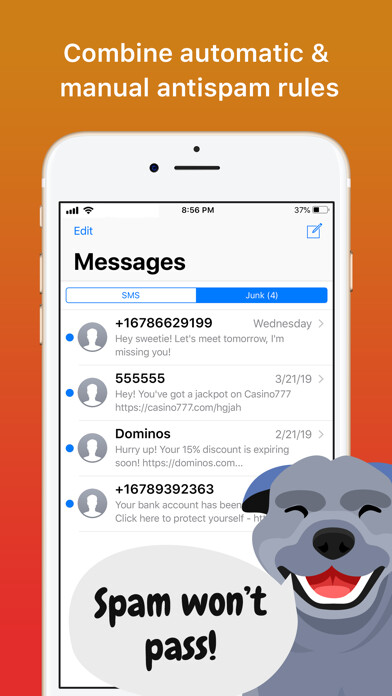 Emulate iPhone app SpamHound SMS Spam Filter using MyAndroid