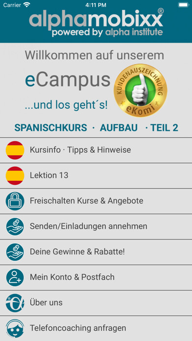 Emulate iPhone app Spanisch Aufbau 2 using MyAndroid Emulate iPhone app Spanisch Aufbau 2 using MyAndroid