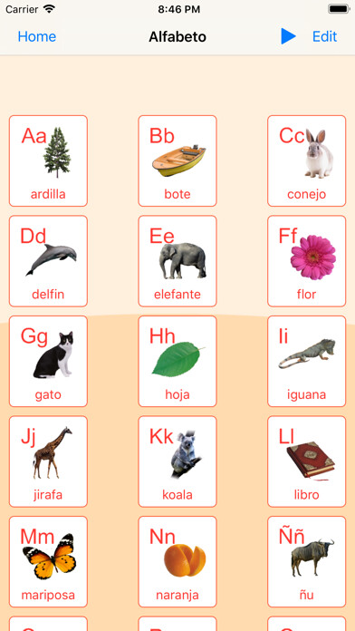 Emulate iPhone app Spanish Alphabet Cards & Quiz using MyAndroid Emulate iPhone app Spanish Alphabet Cards & Quiz using MyAndroid