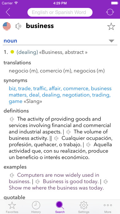 Emulate iPhone app Spanish Business Dictionary using MyAndroid Emulate iPhone app Spanish Business Dictionary using MyAndroid