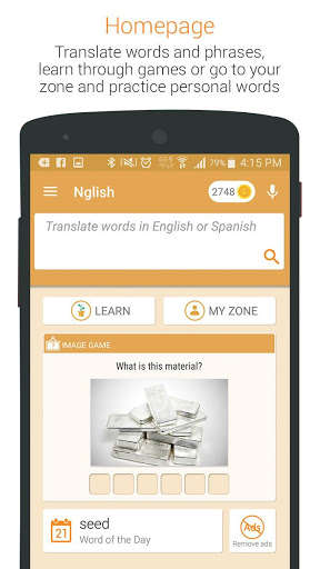 Emulate Android APK Spanish English Translator, Dictionary  Learning