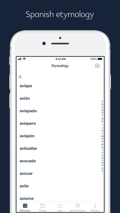 Emulate iPhone app Spanish Etymology and Origins using MyAndroid