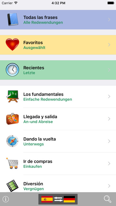Emulate iPhone app Spanish / German Talking Phrasebook Translator Dictionary - Multiphrasebook using MyAndroid
