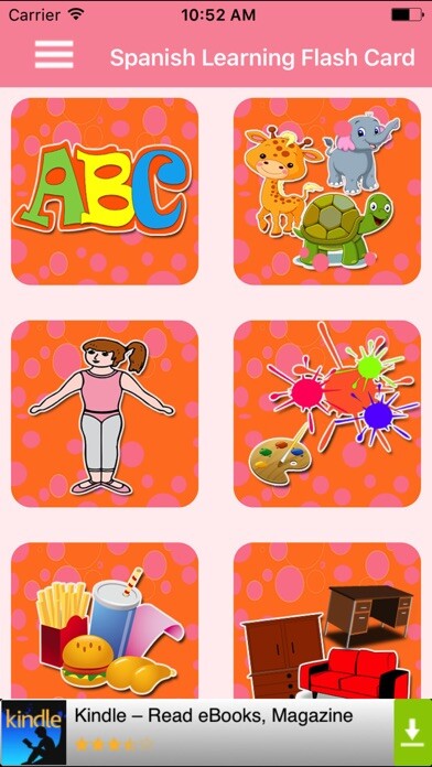 Emulate iPhone app Spanish Learning Flash Card using MyAndroid