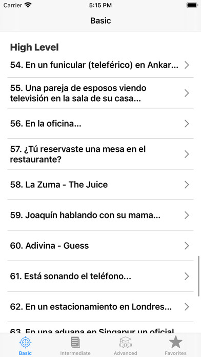 Emulate iPhone app Spanish Learning for Beginners using MyAndroid