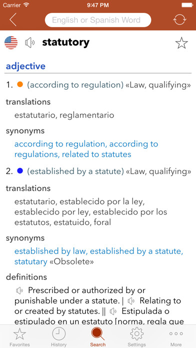 Emulate iPhone app Spanish Legal Dictionary using MyAndroid Emulate iPhone app Spanish Legal Dictionary using MyAndroid