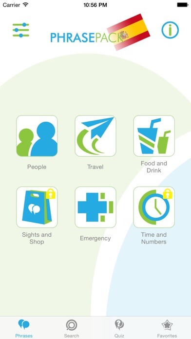 Emulate iPhone app Spanish Phrasebook - Travel in Spain with ease using MyAndroid