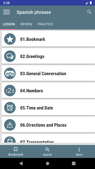 Run android online APK Spanish phrases - learn Spanish language from MyAndroid or emulate Spanish phrases - learn Spanish language using MyAndroid