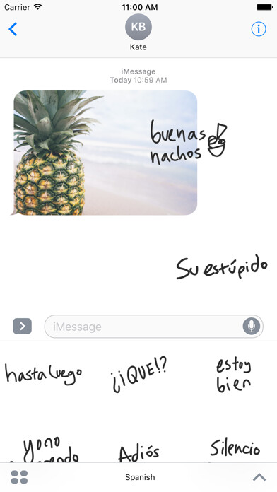 Emulate iPhone app Spanish sticker pack - text stickers for iMessage using MyAndroid