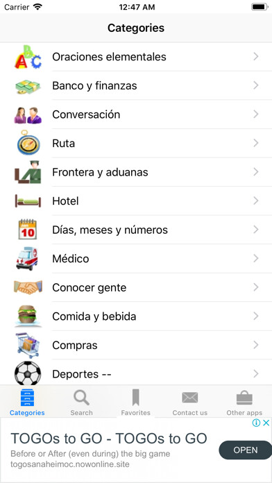 Emulate iPhone app Spanish to English Phrasebook using MyAndroid Emulate iPhone app Spanish to English Phrasebook using MyAndroid