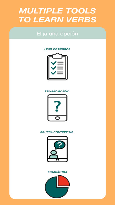 Emulate iPhone app Spanish Verbs Quiz using MyAndroid