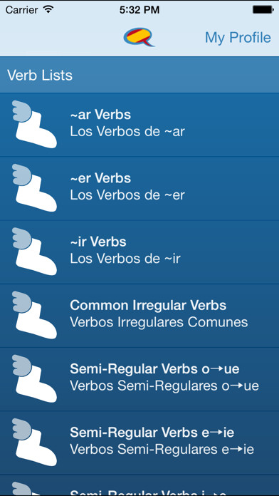 Emulate iPhone app Spanish Verbs Trainer using MyAndroid Emulate iPhone app Spanish Verbs Trainer using MyAndroid