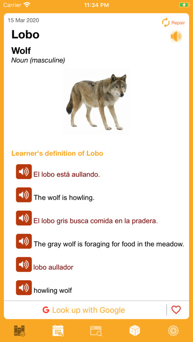 Emulate Android APK Spanish Word of the Day