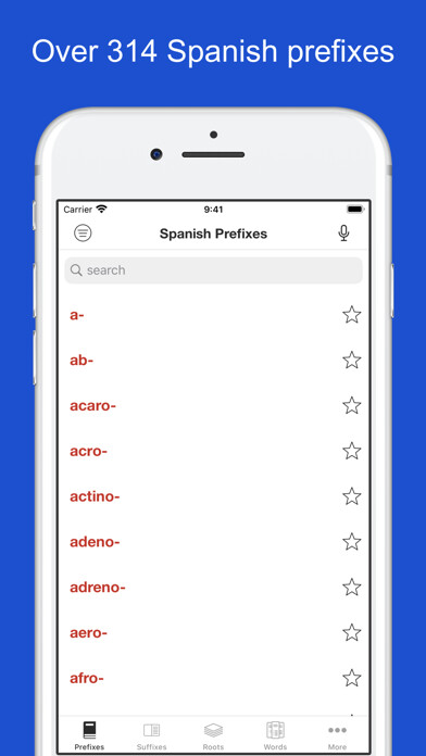 Emulate iPhone app Spanish Word Parts using MyAndroid