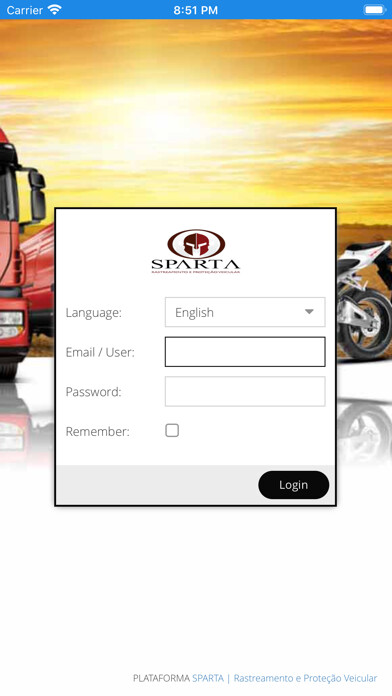 Emulate iPhone app SPARTA Rastreamento Veicular using MyAndroid Emulate iPhone app SPARTA Rastreamento Veicular using MyAndroid