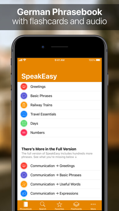 Emulate iPhone app SpeakEasy German Phrasebook using MyAndroid