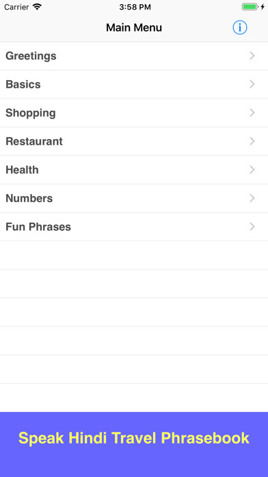 Emulate iPhone app Speak Hindi Travel Phrase Lite using MyAndroid Emulate iPhone app Speak Hindi Travel Phrase Lite using MyAndroid