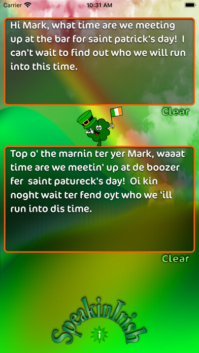 Emulate iPhone app Speakin Irish using MyAndroid