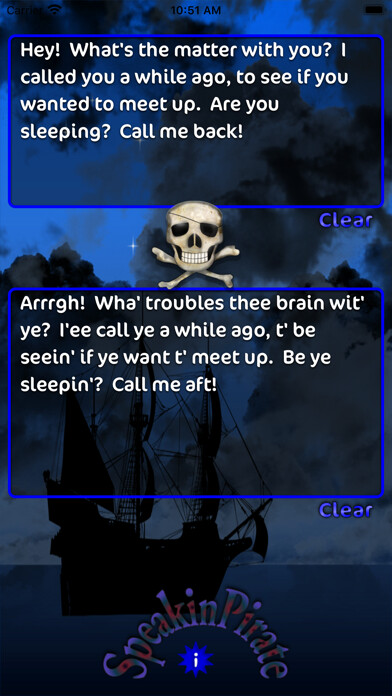 Emulate iPhone app Speakin Pirate using MyAndroid