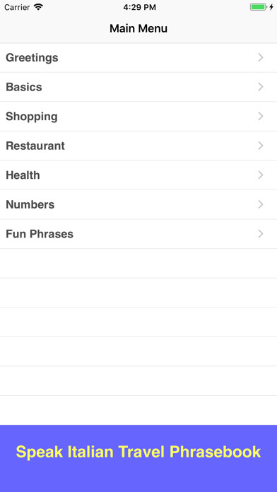 Emulate iPhone app Speak Italian Phrasebook Lite using MyAndroid Emulate iPhone app Speak Italian Phrasebook Lite using MyAndroid