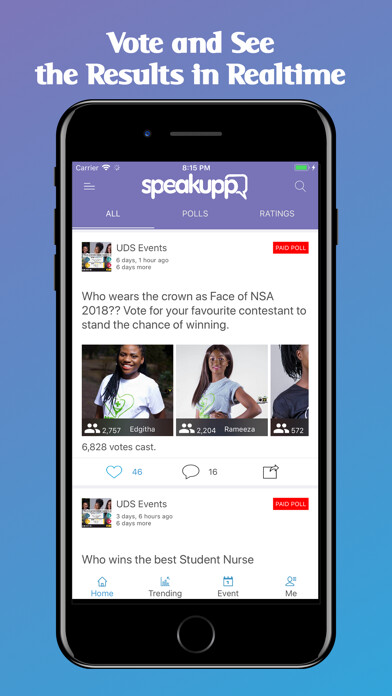 Emulate iPhone app SpeakUpp - Rate and Vote using MyAndroid