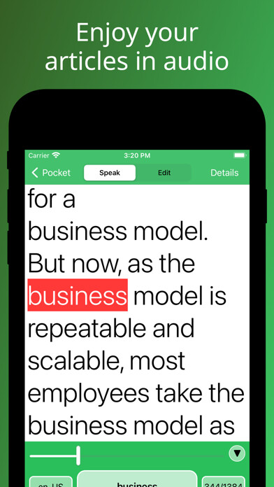 Emulate iPhone app Speaky - Text to Speech using MyAndroid