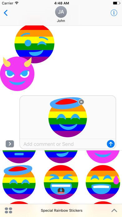 Emulate iPhone app Special Rainbow Stickers using MyAndroid Emulate iPhone app Special Rainbow Stickers using MyAndroid