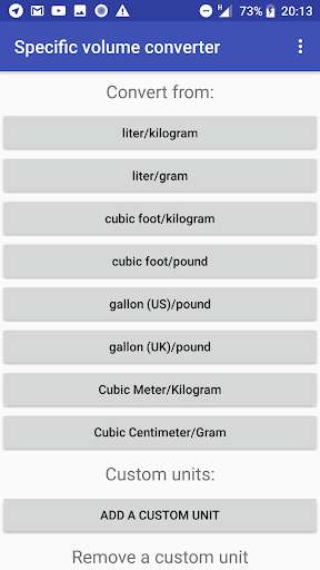 Run android online APK Specific volume converter from MyAndroid or emulate Specific volume converter using MyAndroid
