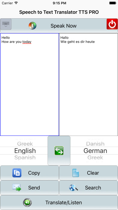 Emulate iPhone app Speech2Text TTS Translator Pro using MyAndroid